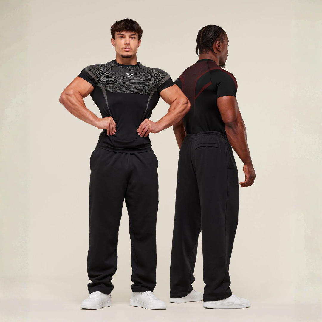 GYMSHARK ONYX 5.0 SEAMLESS T-SHIRT - BLACK/LIGHT GREY