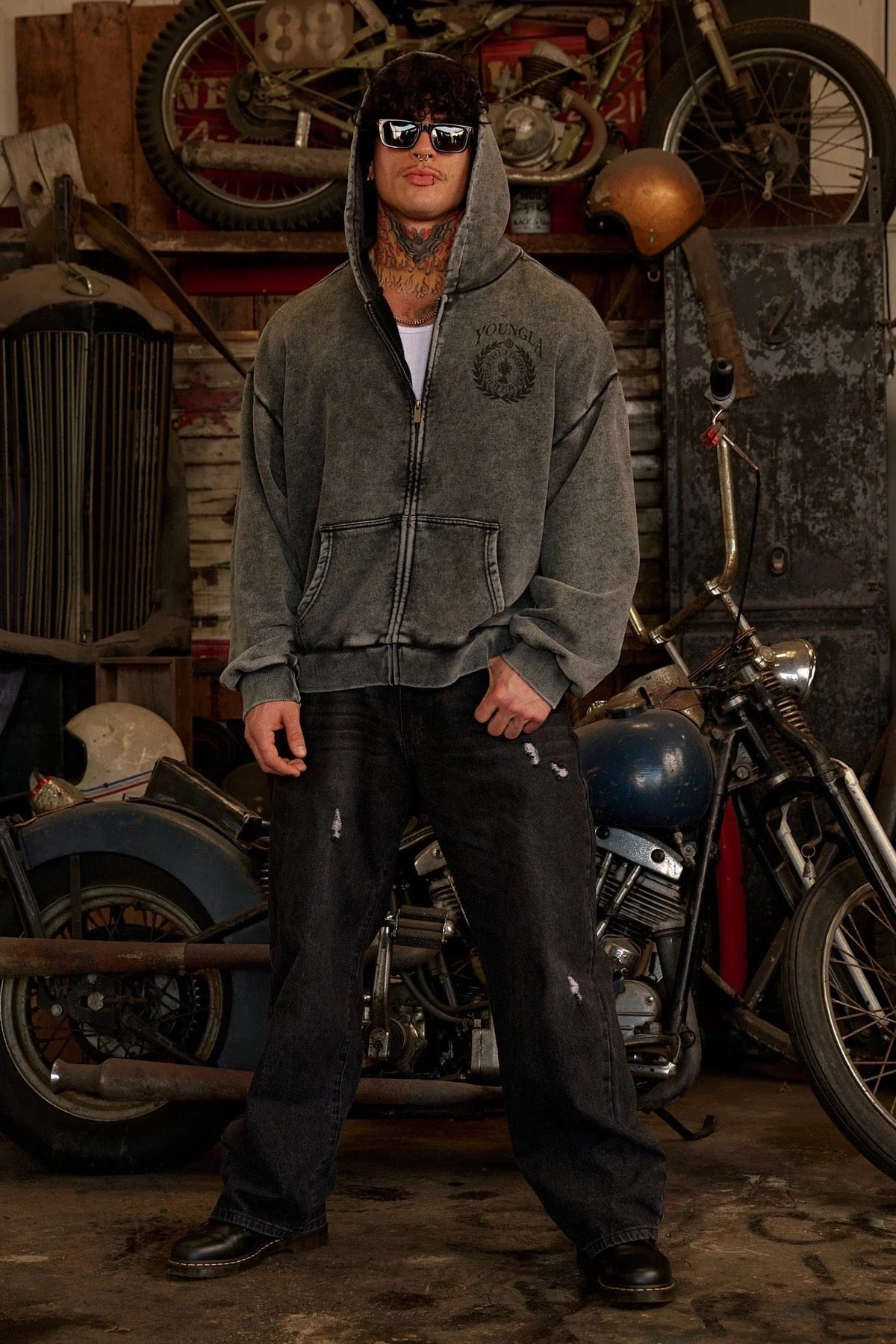 STAR CREST ZIP-UPS - GREY WASH