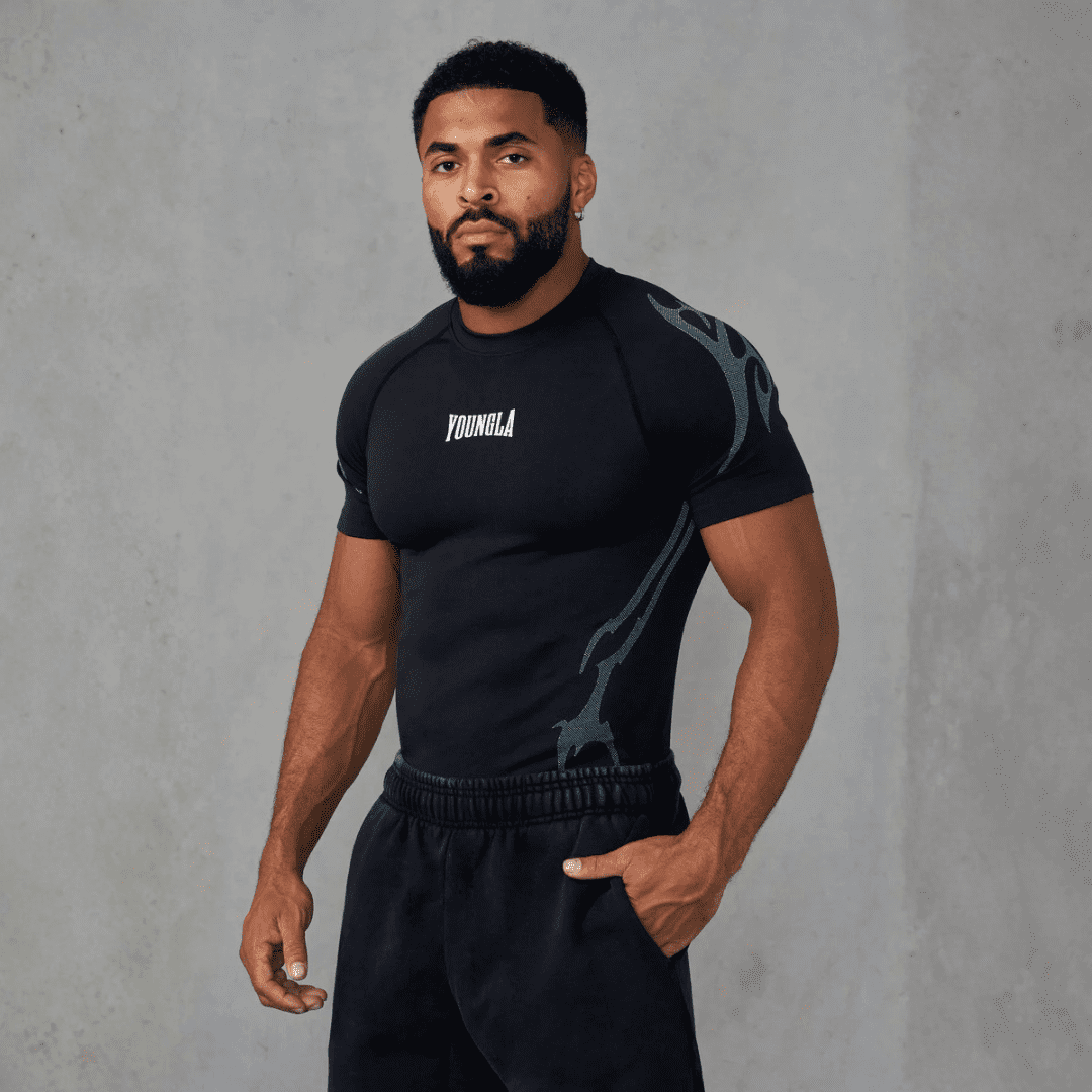 GOTHIC COMPRESSION TEES BLACK/BLUE