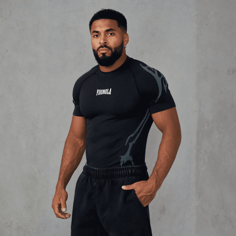 GOTHIC COMPRESSION TEES BLACK/BLUE
