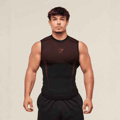 GYMSHARK ONYX 5.0 TANK - BLACK/CARMINE RED