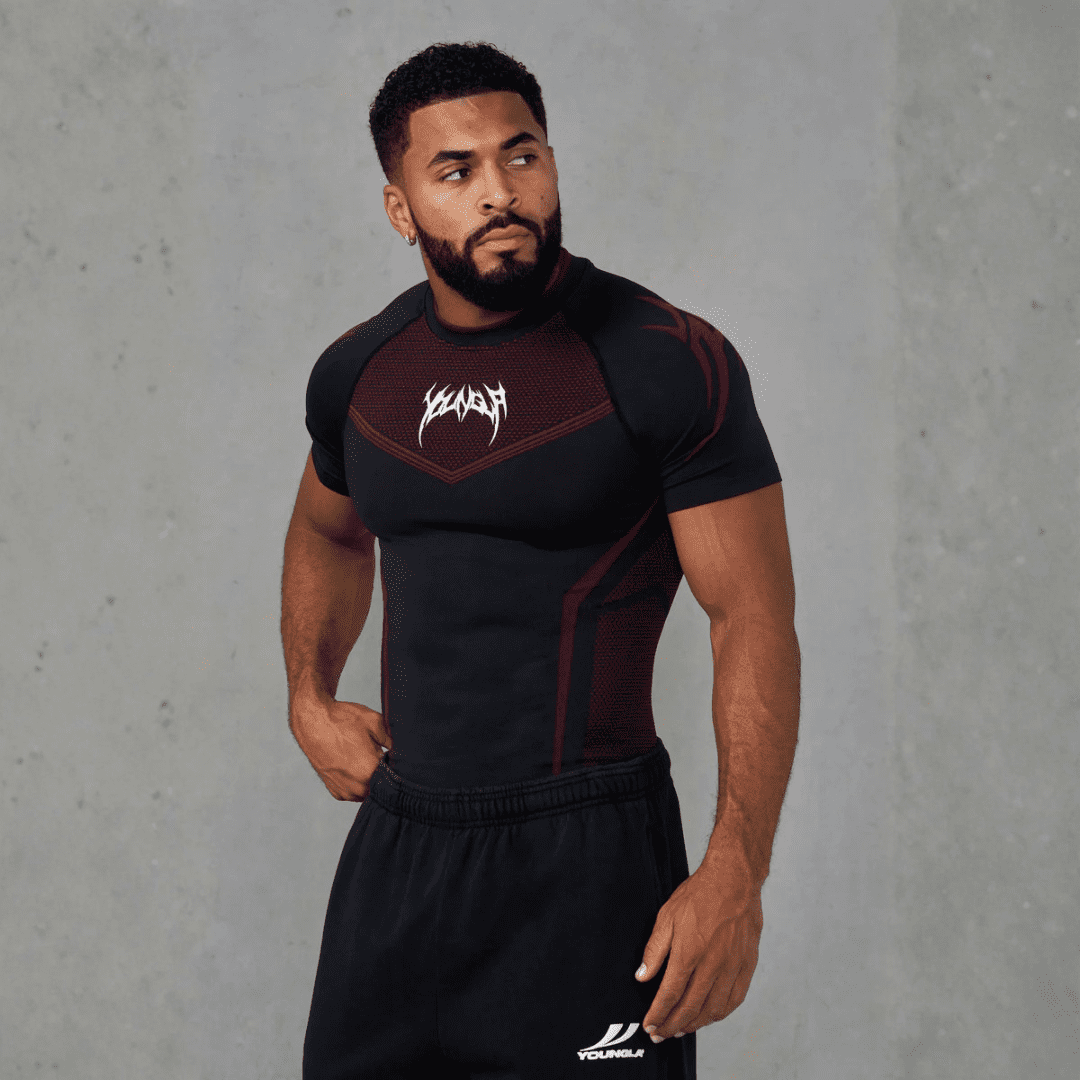 WARRIOR X COMPRESSION TEES BLACK/RED
