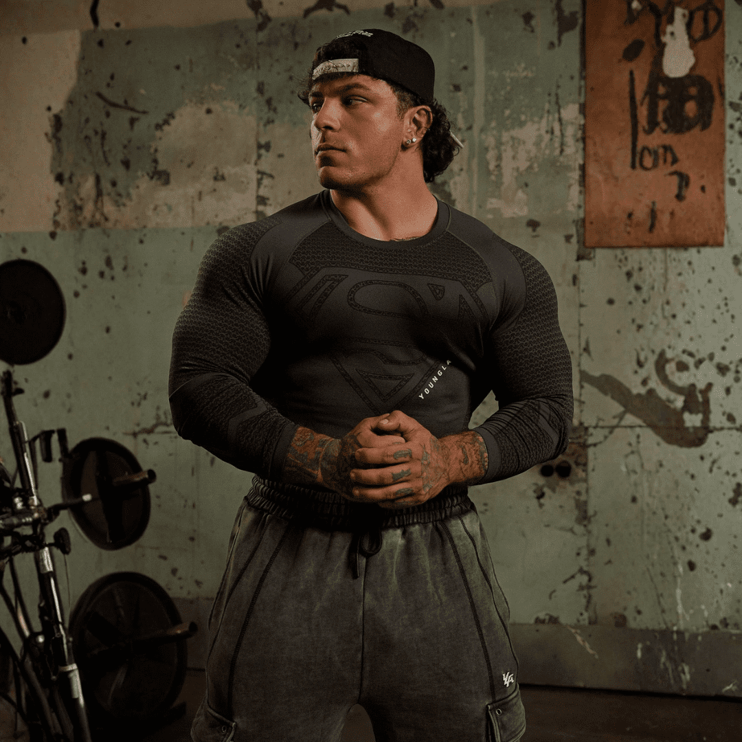 SUPERMAN COMPRESSION LONGSLEEVES BLACK
