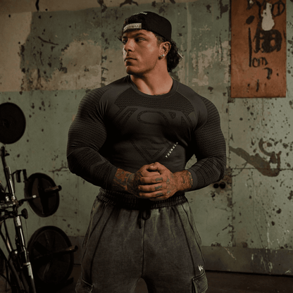SUPERMAN COMPRESSION LONGSLEEVES BLACK