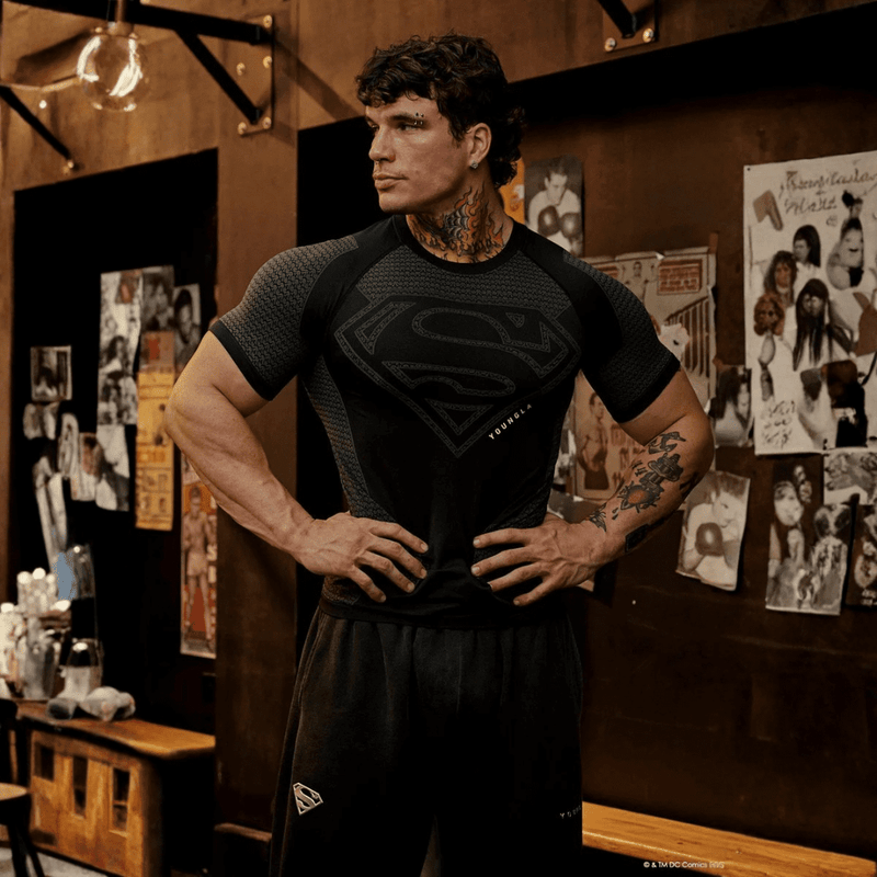 SUPERMAN COMPRESSION TEES BLACK
