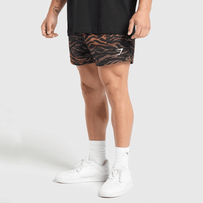 PRINTED MESH 5″ SHORTS TERRACOTA ORANGE