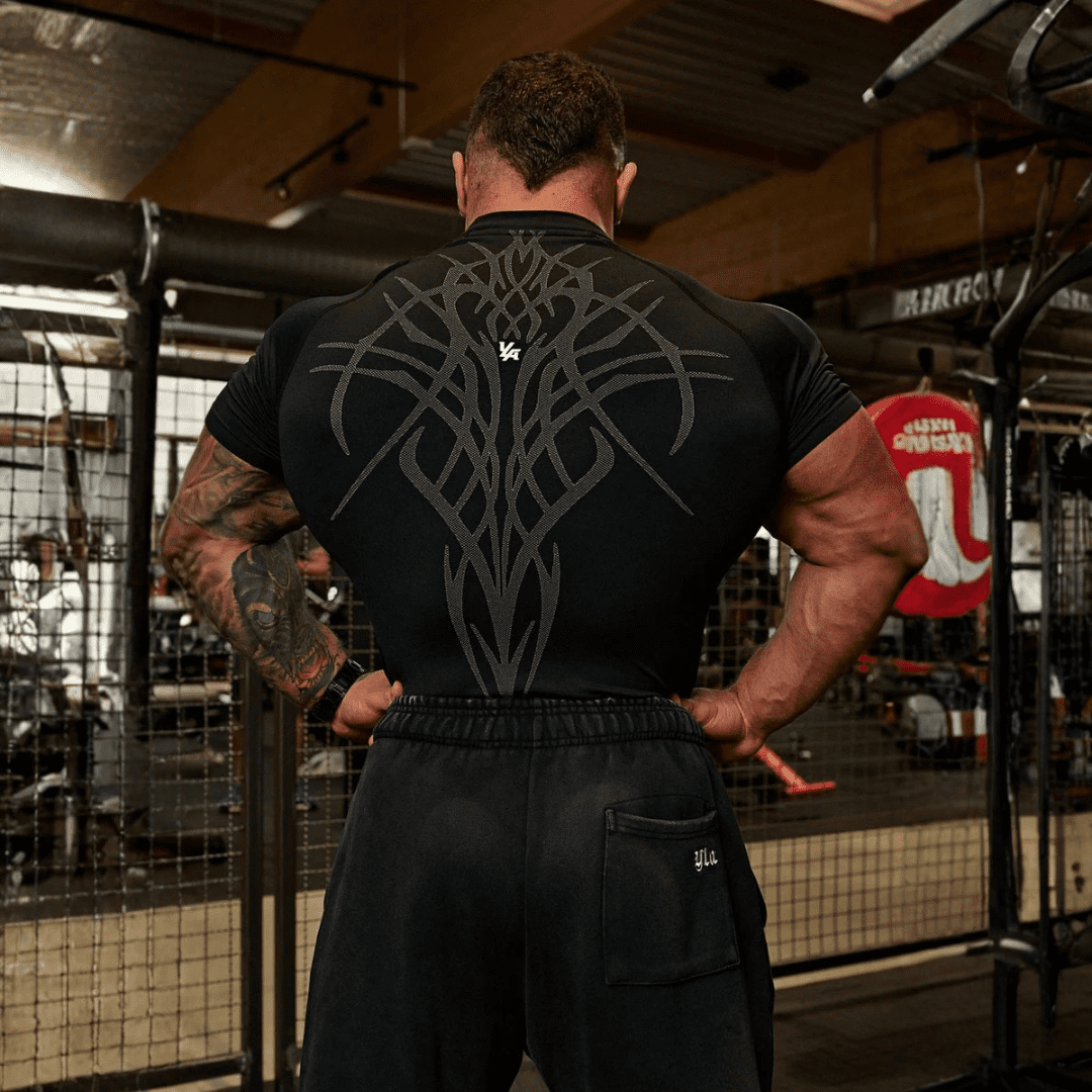 GOTHIC COMPRESSION TEES BLACK/BLUE