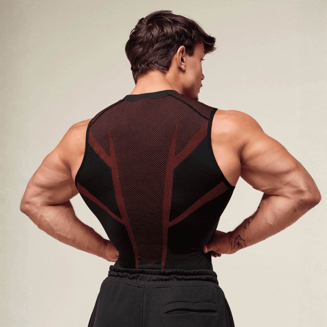 GYMSHARK ONYX 5.0 TANK - BLACK/CARMINE RED