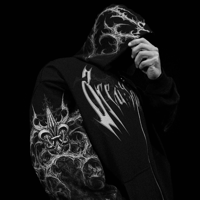 HEAVENLY KNIGHT OVERSIZED ZIP-UP HOODIE [MIDNIGHT]