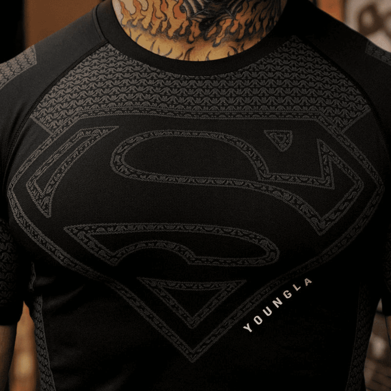 SUPERMAN COMPRESSION TEES BLACK
