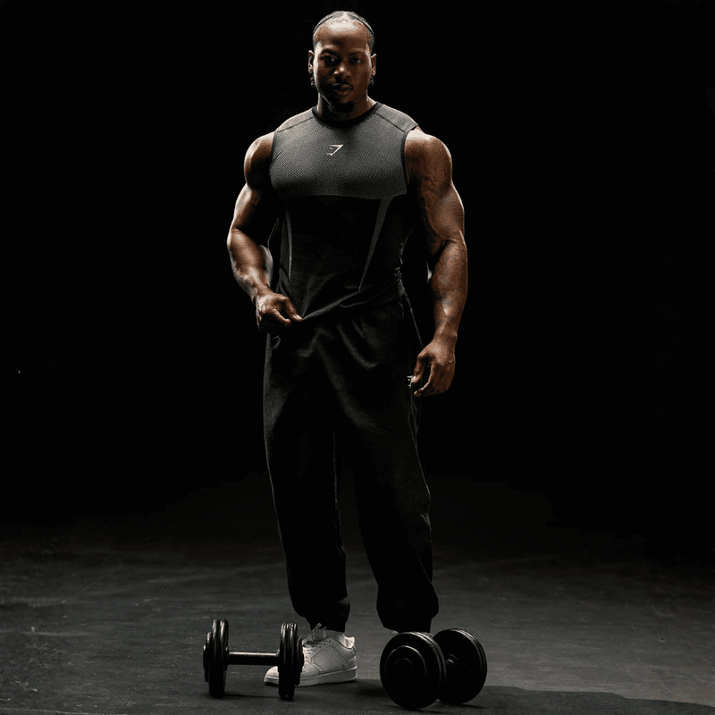GYMSHARK ONYX 5.0 TANK - BLACK/LIGHT GREY
