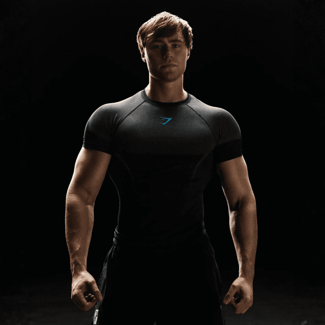 GYMSHARK ONYX 5.0 SEAMLESS T-SHIRT - BLACK/ONYX GREY