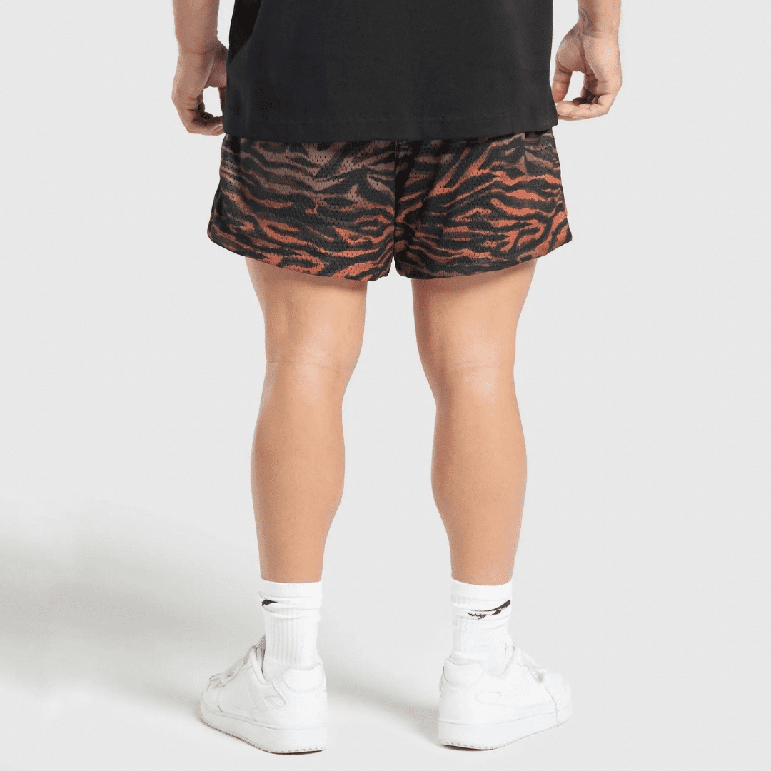 PRINTED MESH 5″ SHORTS TERRACOTA ORANGE