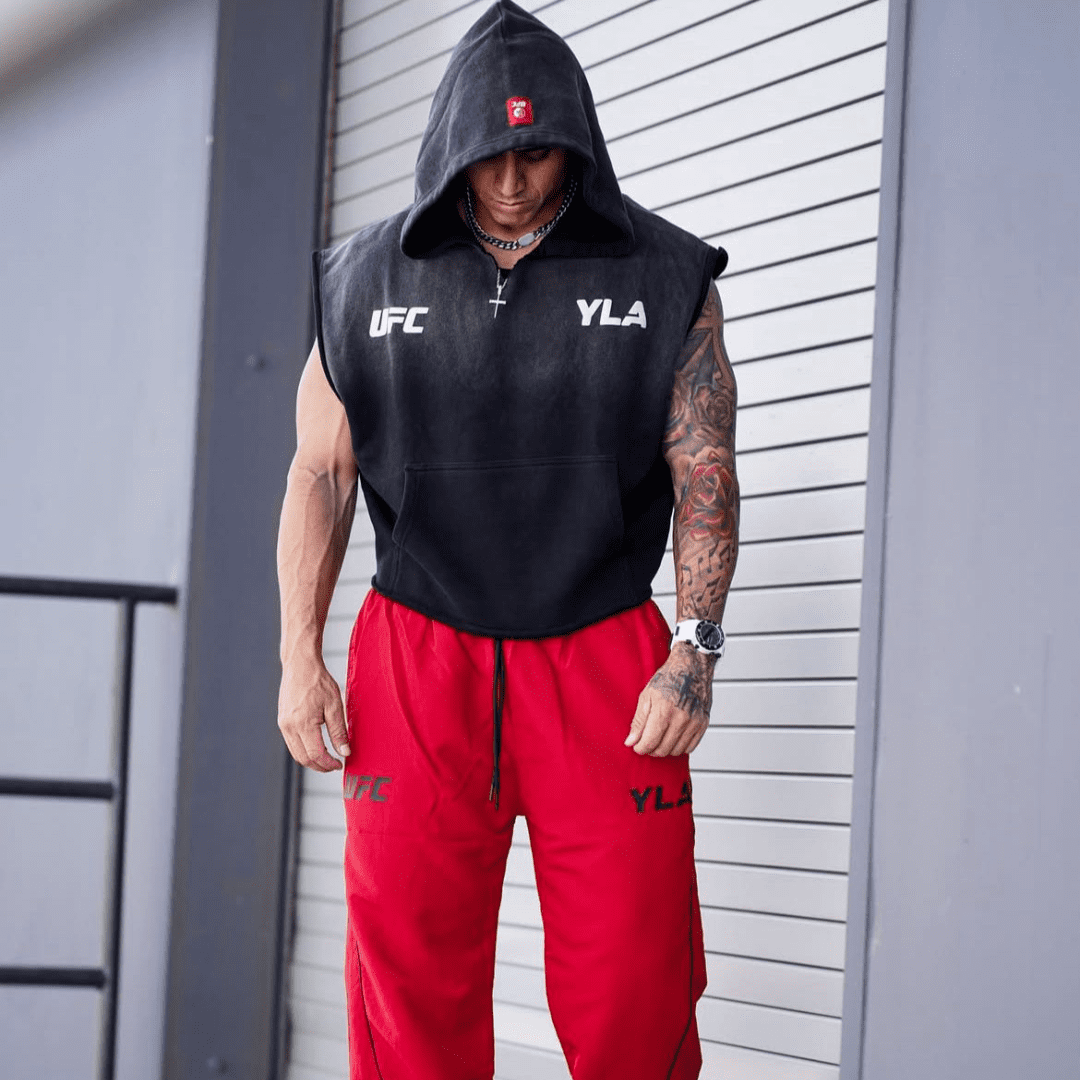 UFC CUT-OFF HOODIE BLACK