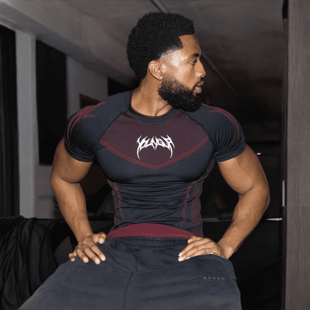 WARRIOR X COMPRESSION TEES BLACK/RED