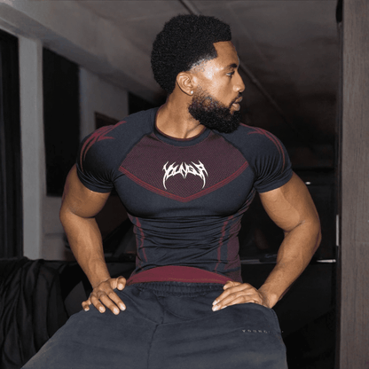 WARRIOR X COMPRESSION TEES BLACK/RED