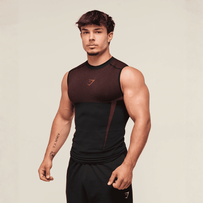 GYMSHARK ONYX 5.0 TANK - BLACK/CARMINE RED