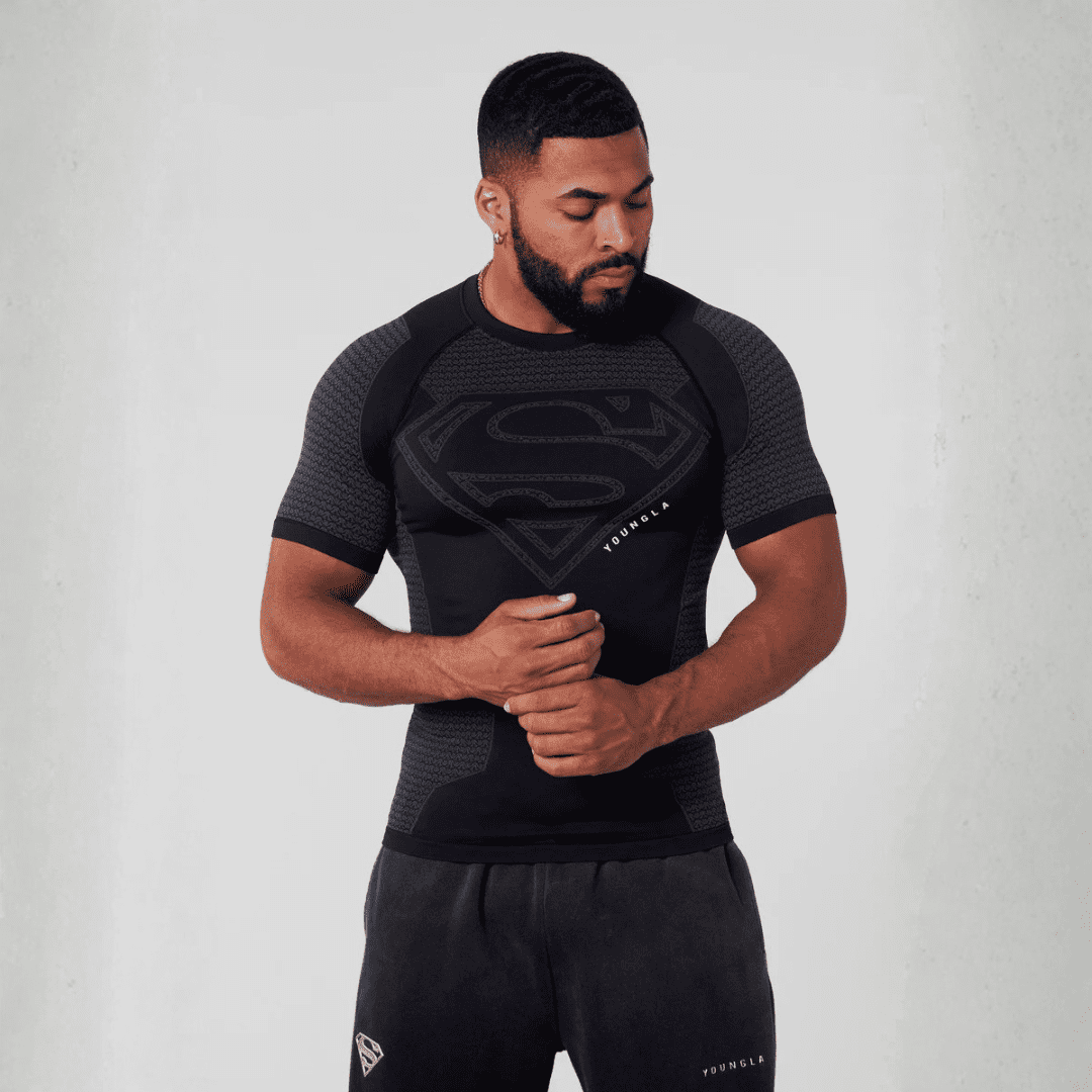SUPERMAN COMPRESSION TEES BLACK