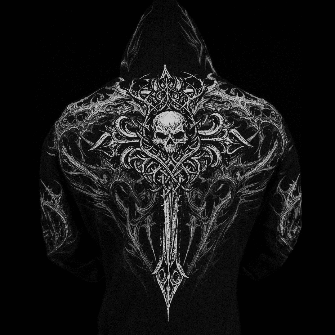 HEAVENLY KNIGHT OVERSIZED ZIP-UP HOODIE [MIDNIGHT]