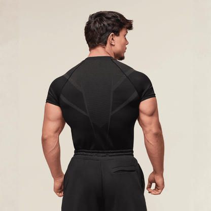 GYMSHARK ONYX 5.0 SEAMLESS T-SHIRT - BLACK/ONYX GREY