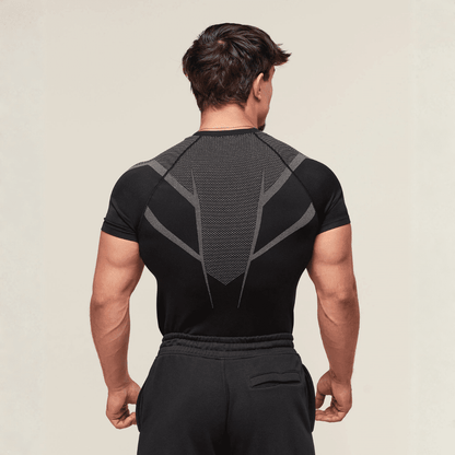 GYMSHARK ONYX 5.0 SEAMLESS T-SHIRT - BLACK/LIGHT GREY