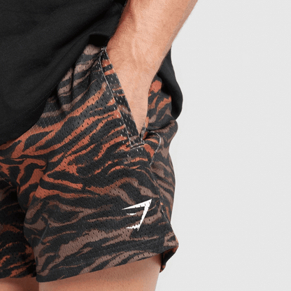 PRINTED MESH 5″ SHORTS TERRACOTA ORANGE