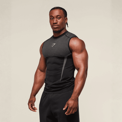 GYMSHARK ONYX 5.0 TANK - BLACK/LIGHT GREY