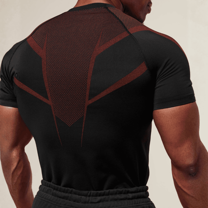 GYMSHARK ONYX 5.0 SEAMLESS T-SHIRT - BLACK/CARMINE RED