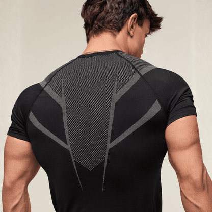 GYMSHARK ONYX 5.0 SEAMLESS T-SHIRT - BLACK/LIGHT GREY
