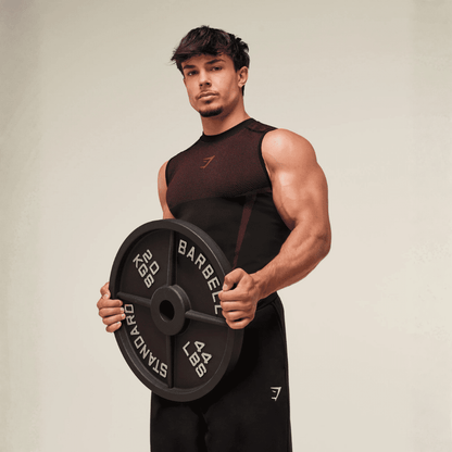 GYMSHARK ONYX 5.0 TANK - BLACK/CARMINE RED