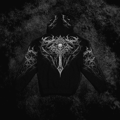 HEAVENLY KNIGHT OVERSIZED ZIP-UP HOODIE [MIDNIGHT]