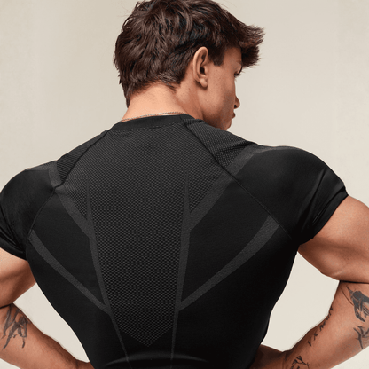 GYMSHARK ONYX 5.0 SEAMLESS T-SHIRT - BLACK/ONYX GREY