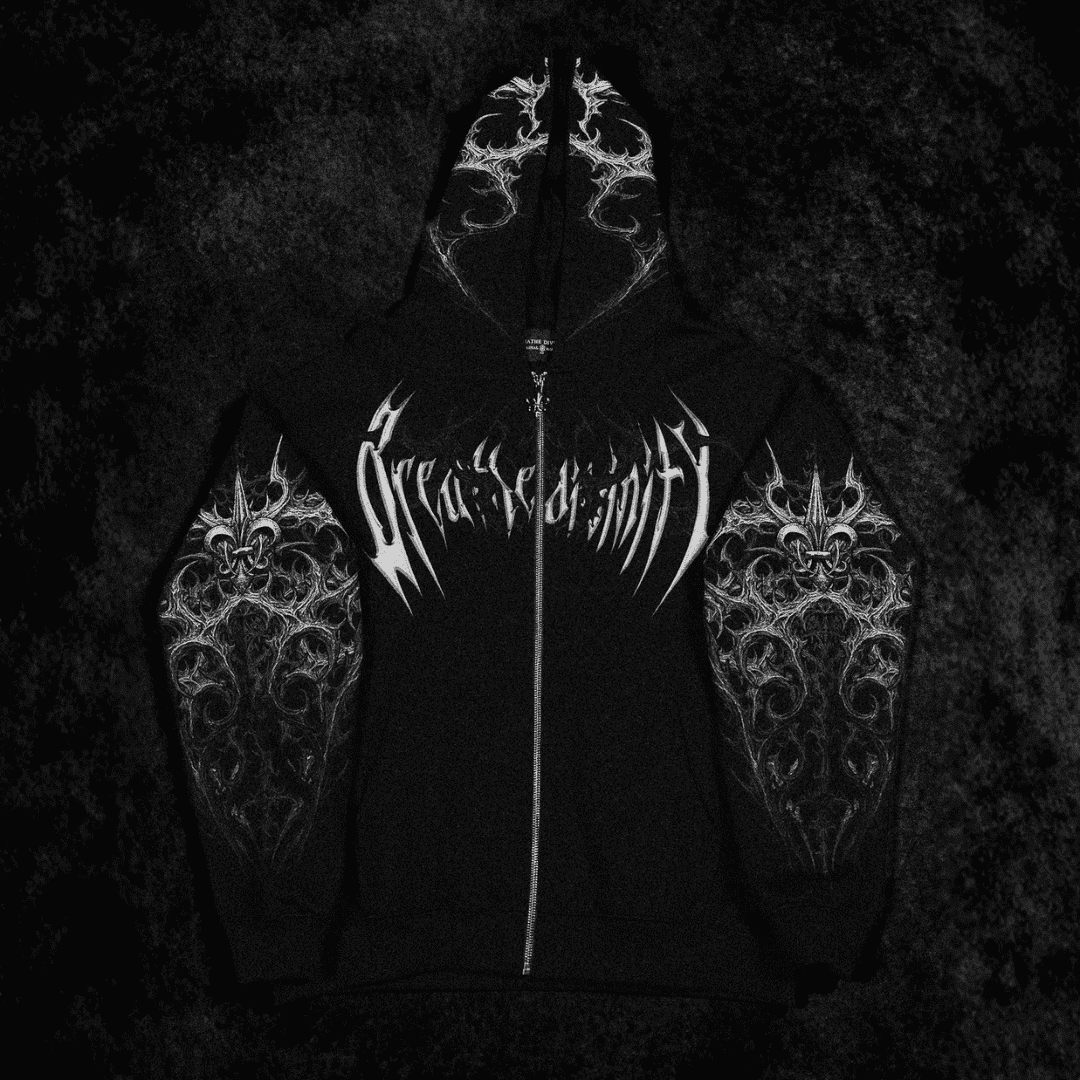 HEAVENLY KNIGHT OVERSIZED ZIP-UP HOODIE [MIDNIGHT]
