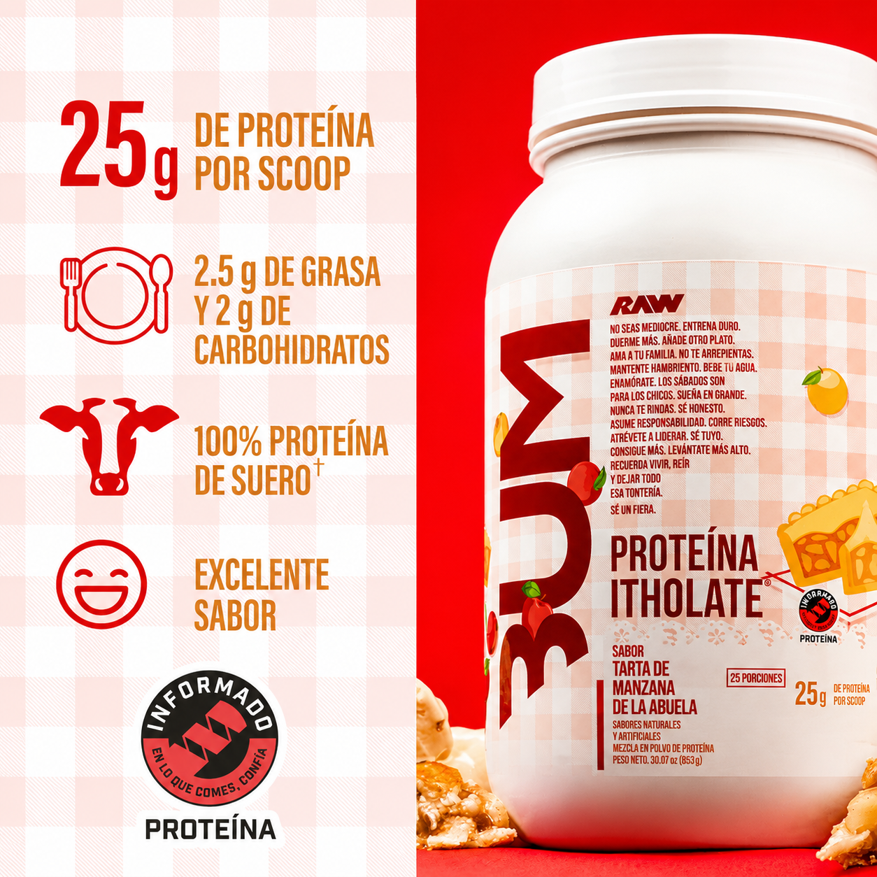 BUM ITHOLATE PROTEIN - GRANDMA'S APPLE PIE (INCLUYE 2 PROTEIN BARS)