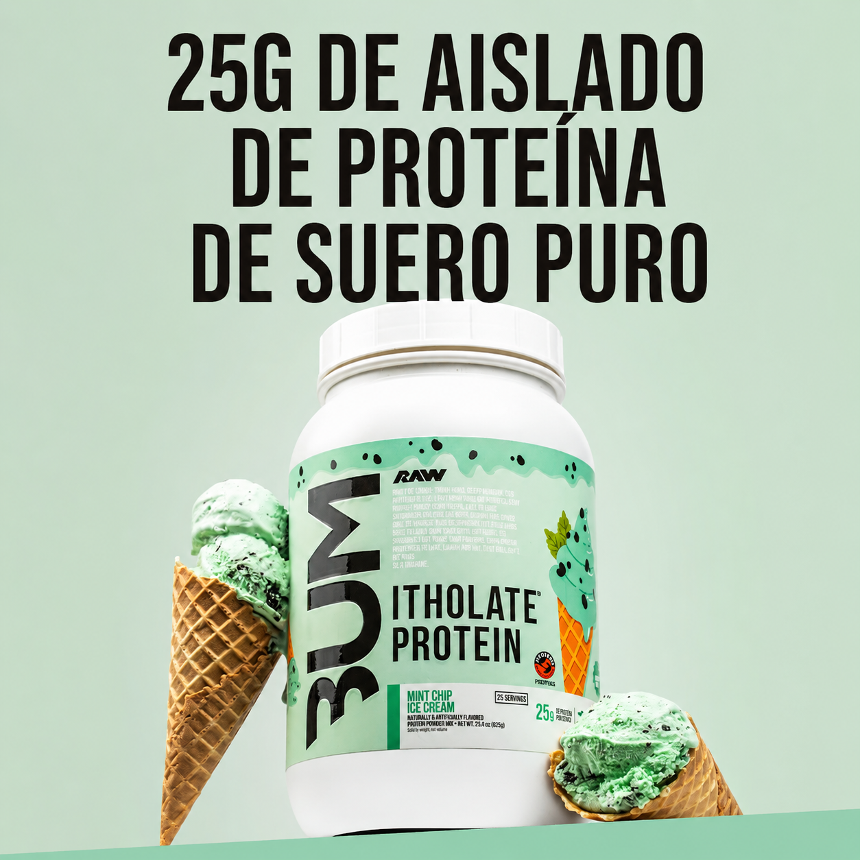 BUM ITHOLATE PROTEIN - MINT CHIP ICE CREAM (INCLUYE 2 PROTEIN BARS)