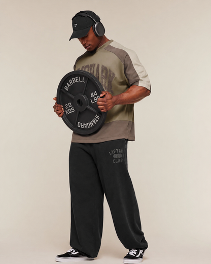 GYMSHARK COLLECTIVE MESH WORDMARK JERSEY - LIFESTYLE BROWN/SOFT BROWN/PEBBLE GREY