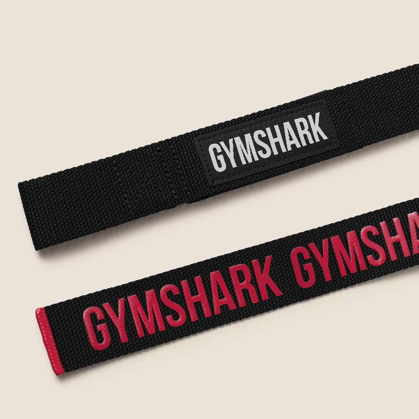 GYMSHARK SILICONE LIFTING STRAPS - BLACK/CARMINE RED