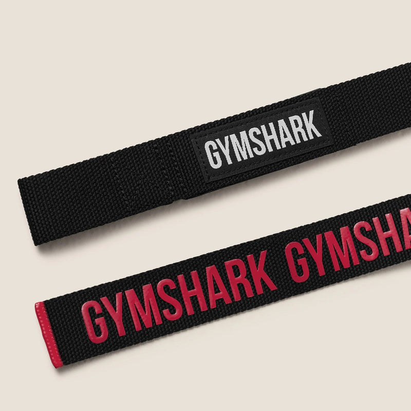 GYMSHARK SILICONE LIFTING STRAPS - BLACK/CARMINE RED