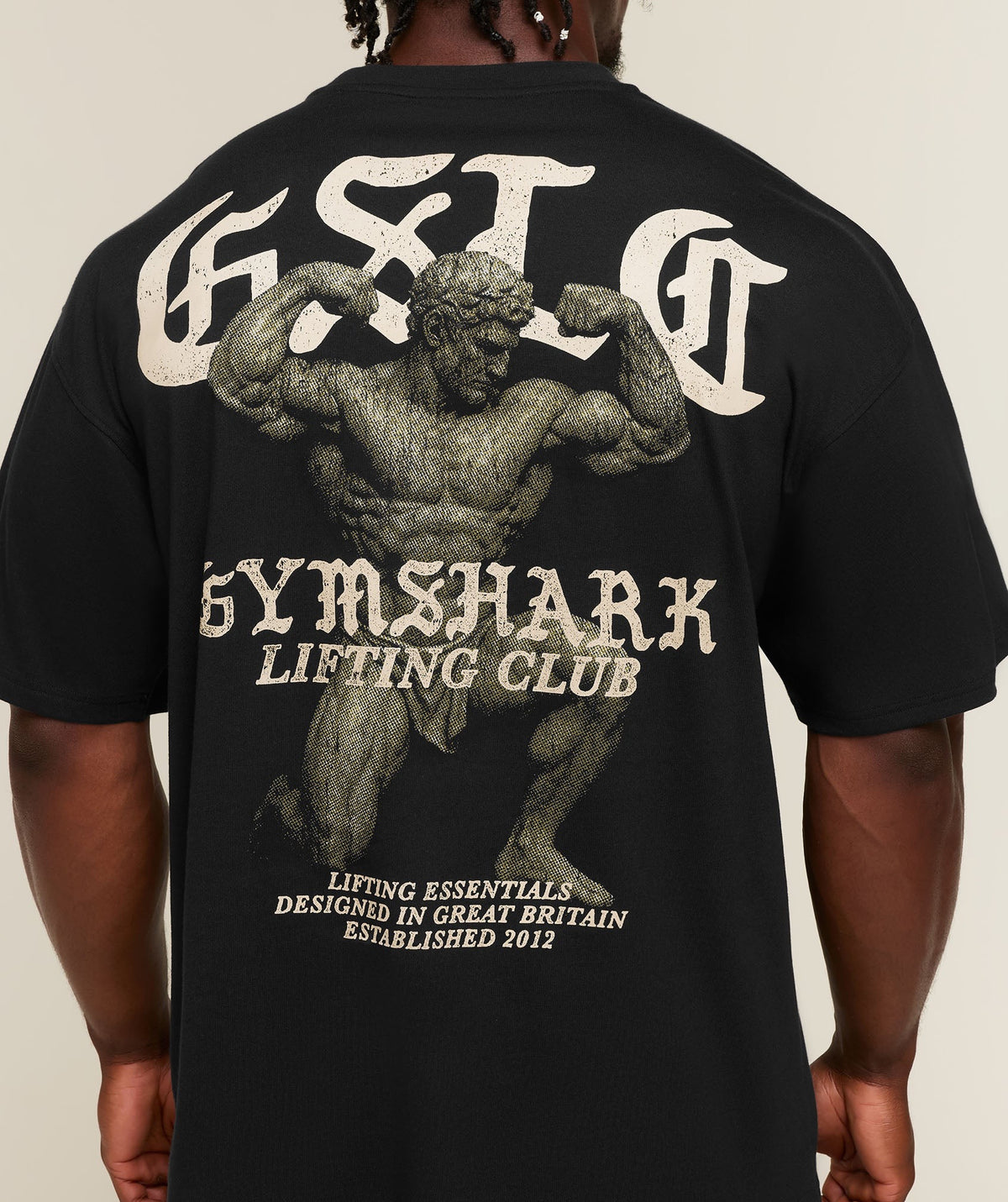 GYMSHARK LIFTING STATUE GRAPHIC T-SHIRT - BLACK