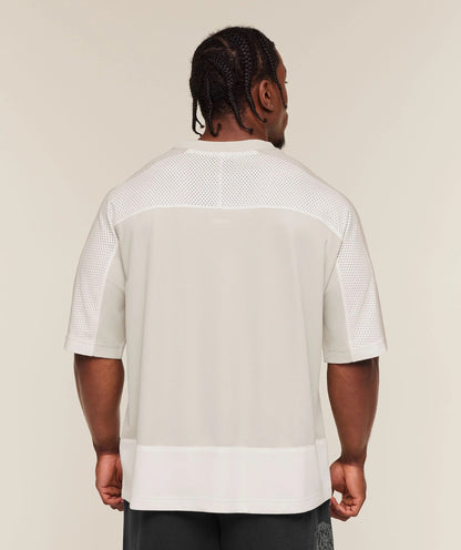 COLLECTIVE MESH WORDMARK JERSEY - TINTED WHITE/SOFT WHITE/PEBBLE GREY