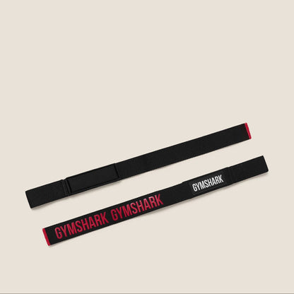 GYMSHARK SILICONE LIFTING STRAPS - BLACK/CARMINE RED