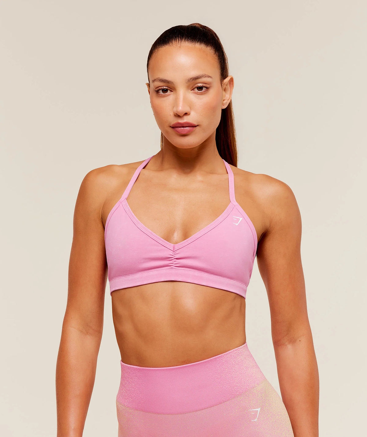 GYMSHARK WASHED MINIMAL SPORTS BRA - FOCUS PINK/WASH