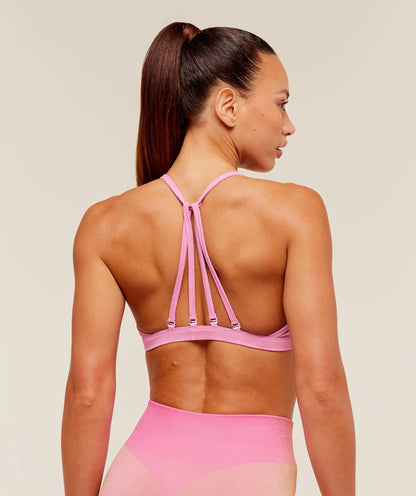 GYMSHARK WASHED MINIMAL SPORTS BRA - FOCUS PINK/WASH