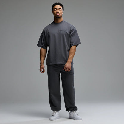 BODYBUILDING EMBLEM CHARCOAL OVERSIZED BOXY T SHIRT