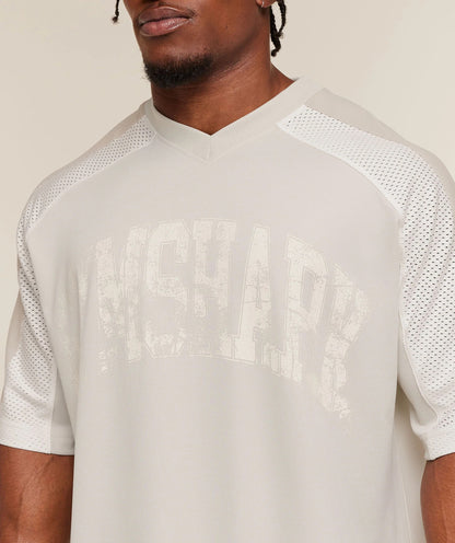 COLLECTIVE MESH WORDMARK JERSEY - TINTED WHITE/SOFT WHITE/PEBBLE GREY