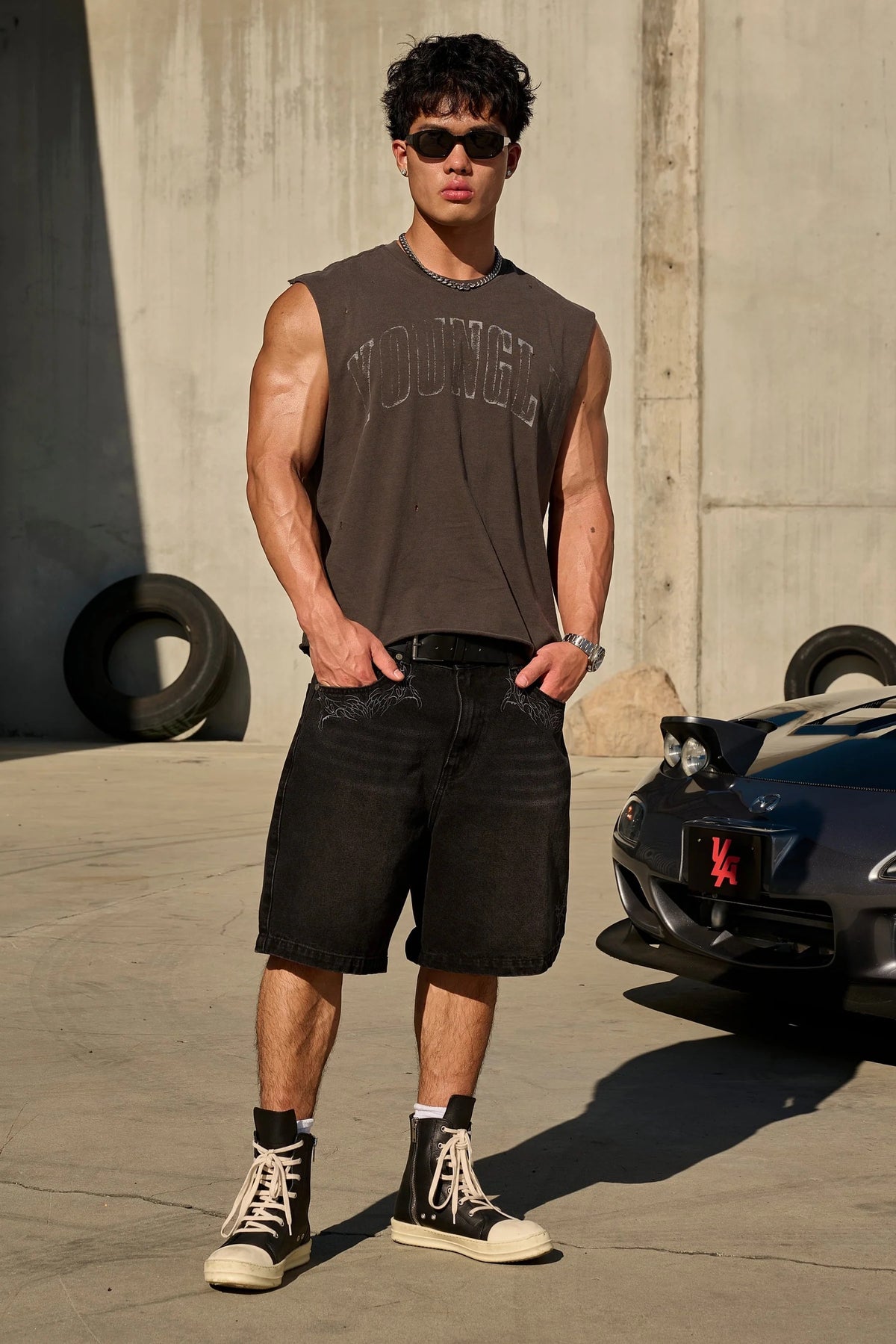 SINCE '14 CUT-OFFS - CHARCOAL WASH