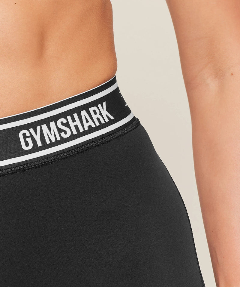 GYMSHARK WAISTBAND LOGO SHORTS - BLACK