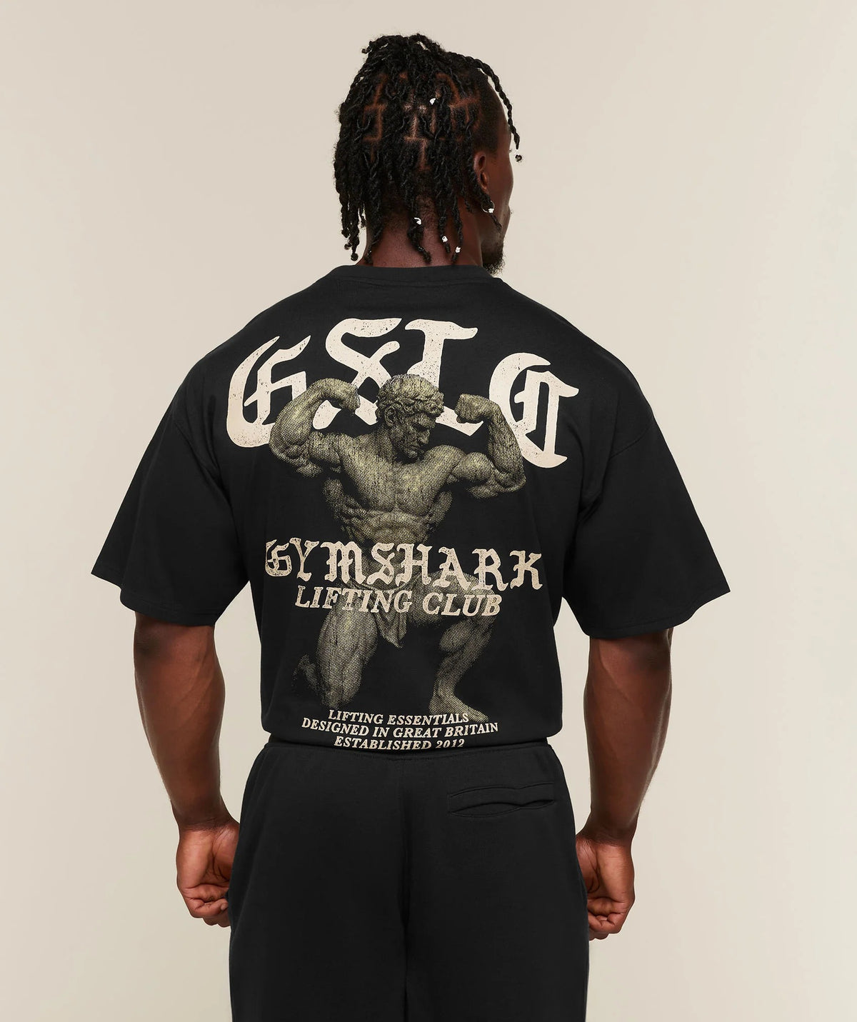GYMSHARK LIFTING STATUE GRAPHIC T-SHIRT - BLACK