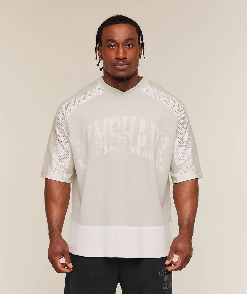 COLLECTIVE MESH WORDMARK JERSEY - TINTED WHITE/SOFT WHITE/PEBBLE GREY