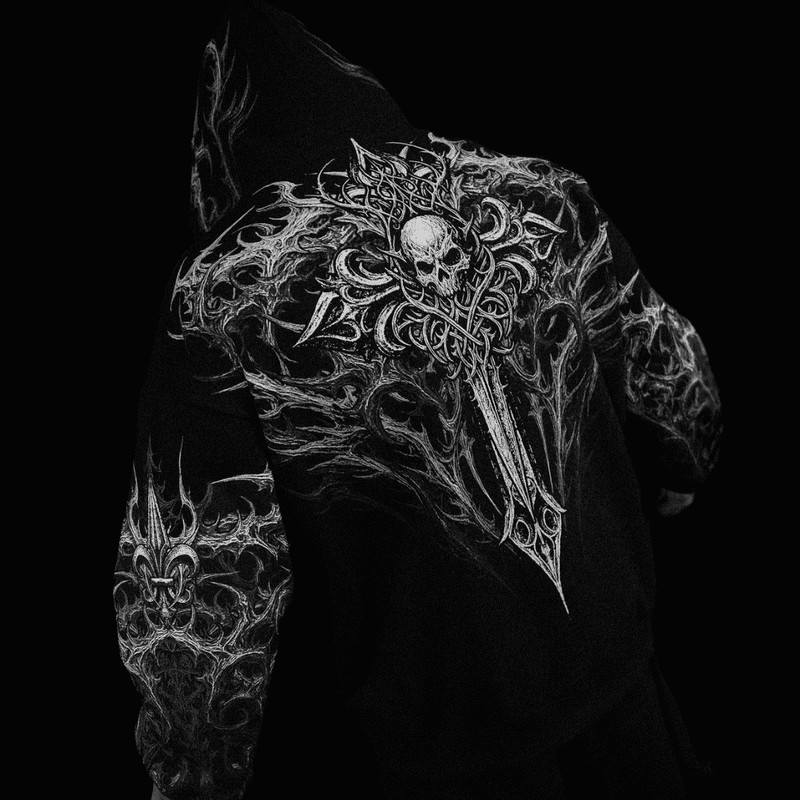 HEAVENLY KNIGHT OVERSIZED ZIP-UP HOODIE [MIDNIGHT]
